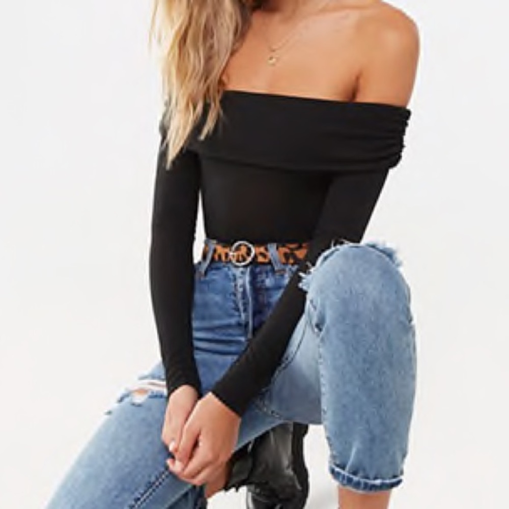 Ribbed Off-the-Shoulder Bodysuit